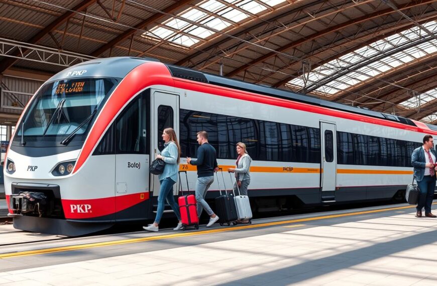 Pociąg PKP Intercity na stacji z pasażerami korzystającymi z oferty Taniej z Bliskimi