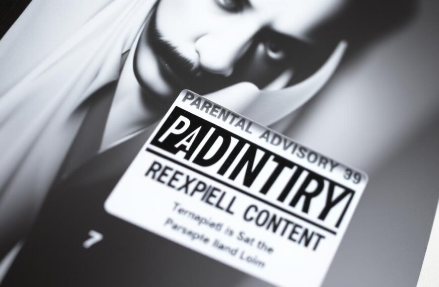 Czarno-biała etykieta Parental Advisory Explicit Content na okładce albumu muzycznego